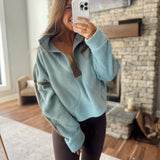 Dusty Blue Weekend Warmup Pullover
