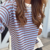 Blueberry Waves Striped Crewneck