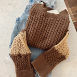 Mocha Colorblock Cable Knit Sweater