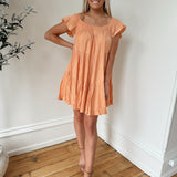 Girl Next Door Apricot Off Shoulder Mini Dress