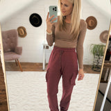 Wine Binge Worthy Cotton Fleece Cargo Joggers