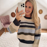 Charcoal Natural Striped Sweater