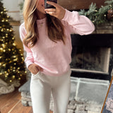 Ann Baby Pink Fleece Relaxed Crew