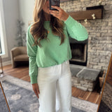 Green Pop Mineral Cloud Bubble Hem Pullover