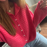 Red Mini Stripe Piper Knit Cardigan