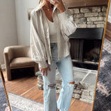 Black Striped Raglan Button Up Shirt