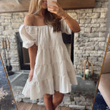 Plaid About You Puff Sleeve Tiered Mini