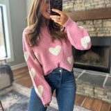 Candy Pink Lovely Heart Sweater