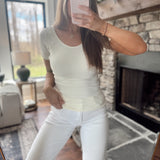 Ivory Soft Frame V Neck Top