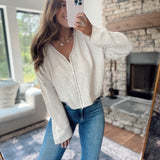 Oatmeal Bambi V Neck Knit Cardigan