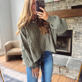 Olive Knotted Comfort Sweater