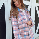 Eliza Blush/ Sky Plaid Shacket