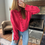 Red Mini Stripe Piper Knit Cardigan