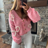 Pink Sweetheart Overstitch Cardigan