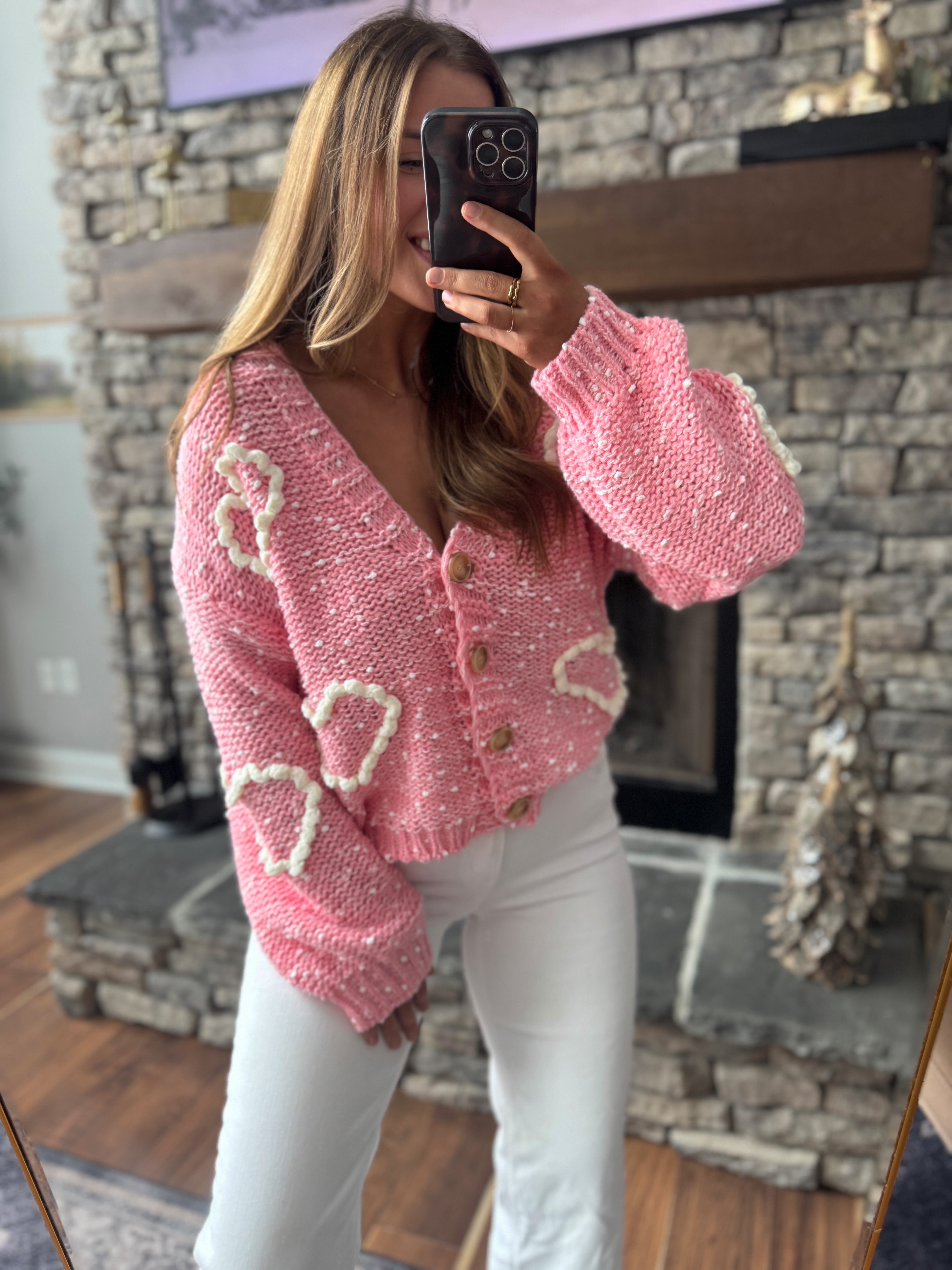 Pink Sweetheart Overstitch Cardigan