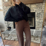 Camel/Navy Finley Striped Knit Pants