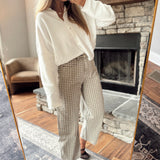 Tan Mini Checkered Barrel Pants