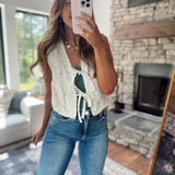 Bowie Ecru Lace Eyelet Vest