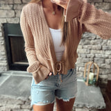Sand Crochet Stitch Cardi with Ruffle Sleeves