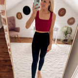 Pomegranate Ribbed Square Neck Sports Bra