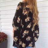 Skylar Black Floral Velvet Kimono