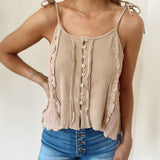Summer Breeze Ribbed Knit Tank Beige