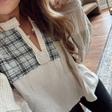 Almond Gauze Quilt Contrast Top