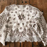 Cream & Chocolate Lace Trim Sweater