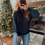 Teal Navy Goldie Scuba Mock Neck Pullover