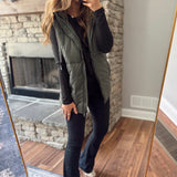 Olive Longline Padded Vest