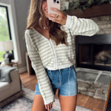 Sage Whisper Stripe Cardigan