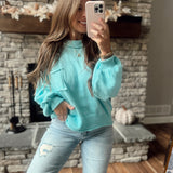 Get With It Baby Blue  Rolled Edge Sweater