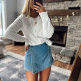 Denny Denim Wrap Skort