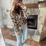 Mocha Leopard Print Tie Front Cardigan