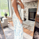 Cream/Blue Floral Wide Leg Jumpuit IN STORE