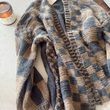 Taupe Sweetheart Check Cardigan