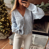 Lavender Textured Cable Knit Cardigan