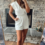 Out Of Reach Cream Scuba Luxe Sleeveless Romper