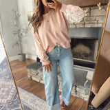Mica Dull Blue Cuffed Barrel Leg Denim