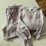 Dusty Lavender French Terry Short & Long Sleeve Top Set