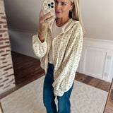 Cream Floral Thermal Hoodie Jacket