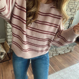 Pink & Burgundy Striped Lu Sweater