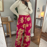 Vacay Vibes Magenta Peach Floral Wide-Leg Pants