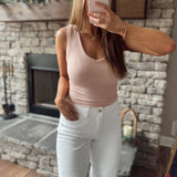 Light Pink Cannon Seamless Ribbed V-Neck Tank