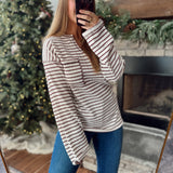 Cream & Coffee Striped Pocket Top