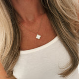 White Cleo Clover Necklace