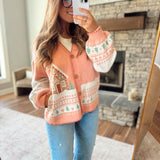 Coral Christmas Cabin Cardigan