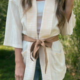 Neutral Territory Ivory Belted Kimono Jacket