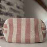Pink Striped Terry Cloth Travel Pouch