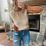 Champagne Mariam Button Up Sweater Vest